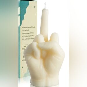 Pine Scent Middle Finger Candle | Funny Novelty Gag Gift Home Decor White Wax